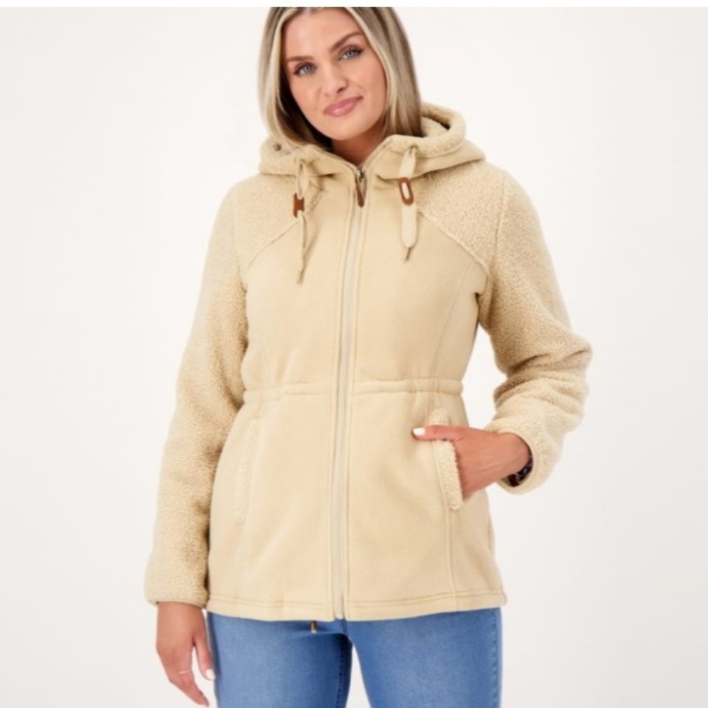 Koolaburra Women's Cream Teddy Jacket with Hood
